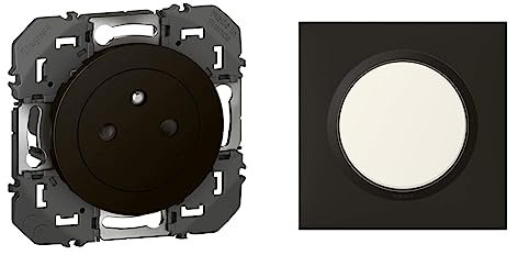 Legrand - Prise de courant 2P+T Surface dooxie 16A finition noir & Plaque carrée dooxie 1 poste finition noir velours