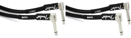 Fender Cable Professional Series - Cable (0,3 m, 2 anclados), color negro (Paquete de 2)
