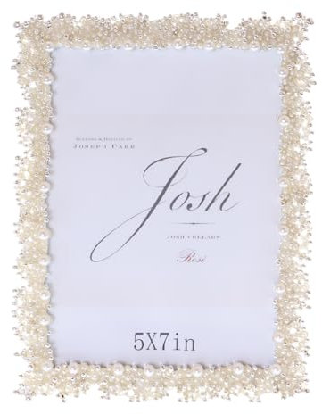 Kawaii-Story BM-xy0057 Perlen weiß Metall Braut Hochzeit Bilderrahmen Fotorahmen mit Strasssteine Luxus Design Dekoration Fotogröße 13x18cm (5x7zoll)