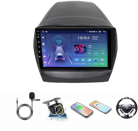 Android Auto 2 Din Radio Mit Navi 9 Zoll Touchscreen Für Hyundai Tucson lX35 2009-2015 Android 12 Autoradio Bluetooth Plug-and-Play DAB + WiFi 4G Mirrorlink Carplay OBD USB (Size : F 4+64G)
