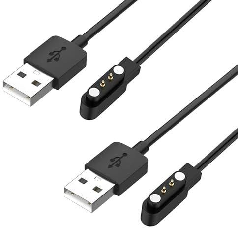 Generic Cavo USB compatibile con smartwatch Nerunsa P66, P66D, P66B, P66E, P66DMB, P66RD, cavo intrecciato resistente all'usura 3,3 FT/1M, nero