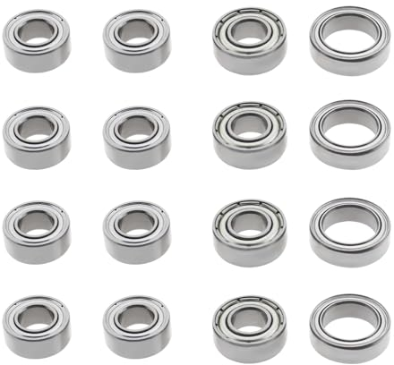 LT Easiyl 16pcs RC-Chassis-Kugellager 10x 5x4mm 11x5x4mm 12x8x3,5mm Stahlkugellager Achsensatz Kompatibel mit TT-02 Chassis-Kugellager Reparatursatz