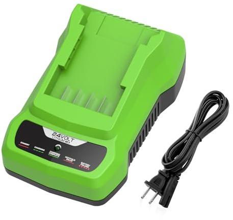 Powilling 24V CAF806 Battery Charger Replacement for Greenworks 24V Battery | Sigle Charger, Charge-Level Indicator, Compatible with Greenworks 24 Volt Battery BAG708 BAG709 and Bissell XR Pet (Non-OEM)