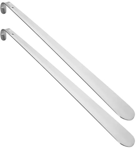 Bayli 2er Set Schuhlöffel aus Edelstahl | 52cm Schuhanzieher | Schuhanziehhilfe aus Metall | Stabile Ausführung | Metallschuhlöffel mit Lochung zum Aufhängen