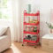 [en.casa] Carro de Servicio con 4 Cestas Estantería de Baño con 4 Ruedas Carrito de Cocina Multiusos Versátil Resistente Acero 104 x 46 x 35 cm - Rojo