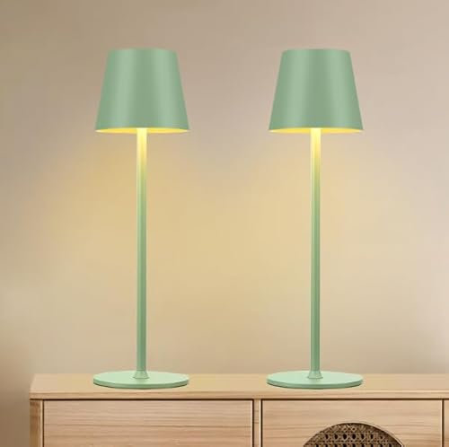 2 lampade dimmerabili LED da tavolo senza fili, ricaricabili, luce calda 3000 K, lampada da tavolo per interni ed esterni, con USB-C, alluminio, IP54, impermeabile, nero
