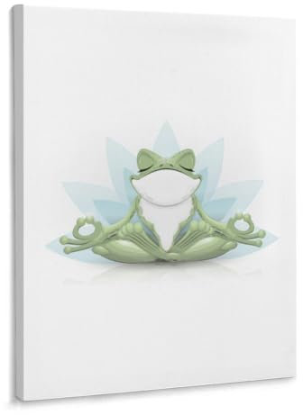 Cmagnifico Gerahmte Leinwand-Wandkunst, lustiger Yoga-Frosch, einzelnes hängendes Bild für Wohnzimmer, Schlafzimmer