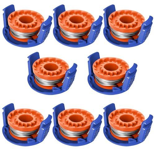 SHOWANER 8 Pack Strimmer Spool for Macallister, Trimmer Replacement Spool Line with Spool Cover, Strimmer Wire, Grass Trimmer Spool, Replacement Strimmer Line for Macallister Mac Allister MGTP18Li
