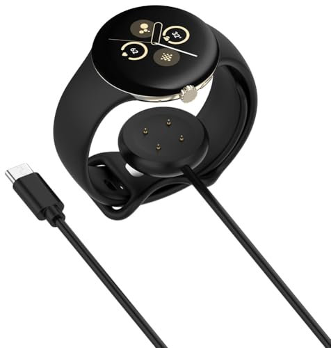 Cymwer Smartwatch Dock Charger Adapter Magnetic USB/Type C Fast Charging Cable Dock for Google Pixel Watch 3 (41mm, 45mm), Pixel Watch 2, Fitbit Ace LTE,1M Replacement Charger Cord