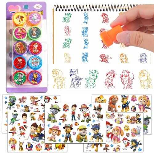 Paw Dog Mitgebsel Set, Paw Dog Party Kindergeburtstag Gastgeschenke Mitgebsel mit Stempel,Kinder Tattoos,Kinder geburtstags geschenk Party dekoration