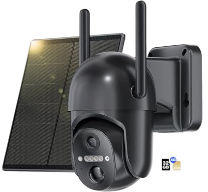 NUASI 4G LTE Überwachungskamera für den Außenbereich, kabellos, solarbetrieben, kabellose Überwachungskamera für den Außenbereich mit PIR-Bewegungserkennung, 4G-Kamera mit 2K HD PTZ Nachtsicht