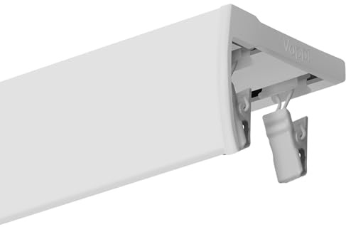 Voppi Schiene Small Alu mit Blende doppelt 540cm weiß Blende Gardinenstange Deckenhalterung für Gardinen für moderne Räume mit Froschrollen