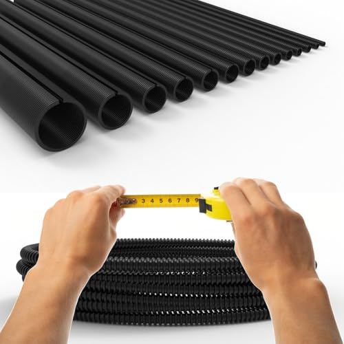 ISTA® Meterware Wellrohr geschlitzt (innen 23 mm/Außen Ø 29 mm) –Wellschlauch Kabelschutz, Isolierrohr für Marderschutz