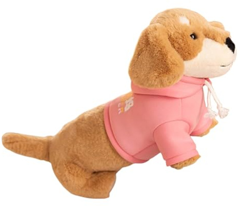 AQCQDQ Kuscheltier Henry Dackel,Dackel Plüsch Langes Kissen Braun Hund Körper Kissen Tier,Hund Plüschtier Plüsch Spielzeug weich&waschbar Geschenk für Kinder Baby Mädchen Junge (30cm,Kamel-Pullover)