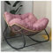 QAQCDAHJI Schaukelstuhl for die Terrasse im Freien, Papasan-Sessel, übergroßer Lesesessel for den Innenbereich mit Kissen for Wohnzimmer, Veranda, Garten, Schwarz(Pink)