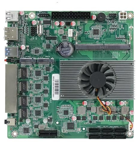 Scheda madre N100 NAS DDR5 6* SATA3.0 4X I226 2.5G ITX 17x17CM 2* M.2 1XPCIE for router software, server di archiviazione NAS fai da te(Motherboard+CPU+RAM)