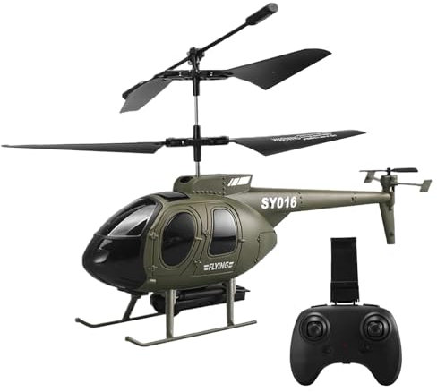 Pesoncarl RC Helicopter with HD Camera 6 Channel 2.4Ghz 350mAh Remote Control Helicopter for 15 mins Flying Easy Assembly ABS RC Plane, Gifts for Kids, Army Green, Toys