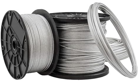 DQ-PP CORDE EN ACIER - Construction : 6x19 - Diamètre : 6mm - Longueur : 5m - Câble métallique galvanisé - Corde forestière - Corde de treuil - Corde de tension