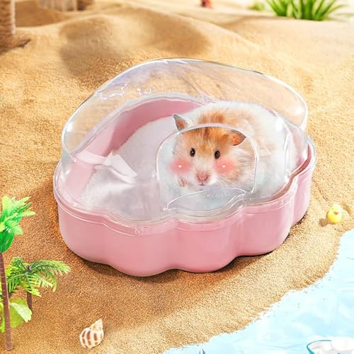 BUCATSTATE Hamster Sand Badezimmer, Hamster Sandbad Sandkasten Toilette mit Schaufel Sand Trockenbad Container für Chinchilla, Goldene Bären, Gerbil (SHELLPINK-L)