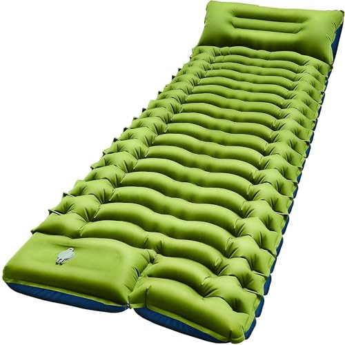 TravelHawk Luftmatratze Selbstaufblasend Grün - 1 Person - Lutfbett mit Eingebauter Pumpe Isomatte Ultraleicht mit Kissen Wasserdicht für Outdoor, Camping, Rucksackreisen