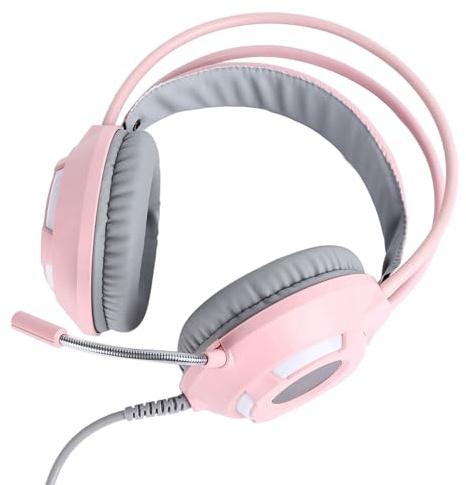 SENECESLI PC Gaming Headset with Mic Impressive Sound Comfortable Over Ear Headphones for Gamers (7.1 Channel Pink)