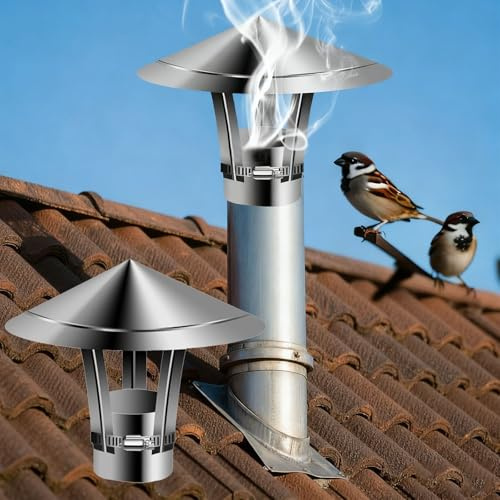 Wetterfest Schornsteinhaube Edelstahl Regenhaube Schornsteinkappe Runde Kaminabdeckung 50-300mm kaminrohr abdeckung für Holzöfen Kamine(160mm)