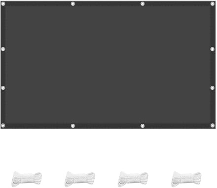 Toile d'ombrage 190 x 450 cm Imperméable, Protection Rayons UV Voile d'ombrage Rectangulaire avec Œillets pour Balcon, Serre, Plantes, Terrasse, Clapier, Piscine, Gris Foncé