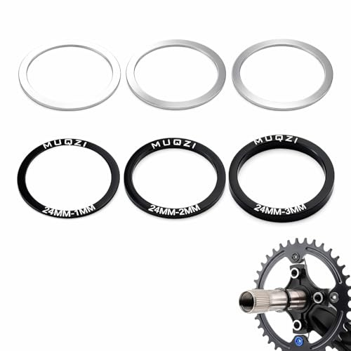 6 PCS Kurbel Spacer 24mm Fahrrad Innenlager Abstandshalter Set, Adapter Fahrradkurbel aus Aluminium & Edelstahl für BB86/91/92/BB30/PF30, MTB Rennrad, präzise Montage für Hobbyfahrer und Werkstatt