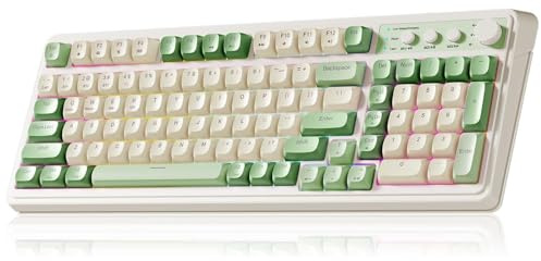 TZMRIT AULA S99 Gaming Keyboard, Wireless Green Creamy Computer Keyboards | Tri-Mode Bluetooth/2.4GHz/USB-C Membrane Keyboard with Number Pad,99Keys,RGB Backlit,Programmable,Creamy Silicone Structure