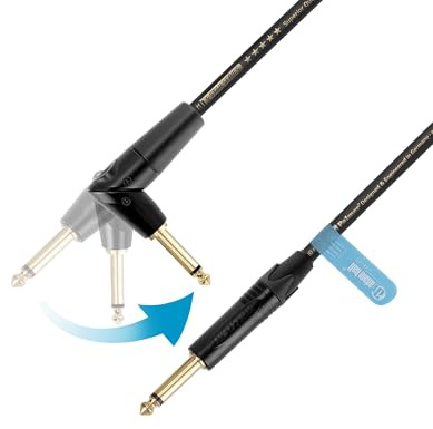 Adam Hall Cables 5 STAR IPP 5 FLIPJACK Instrumentenkabel 9 m, verstellbarer TS-Klinkenstecker gerade/90°, vergoldete Kontakte, Neutrik TS-Stecker