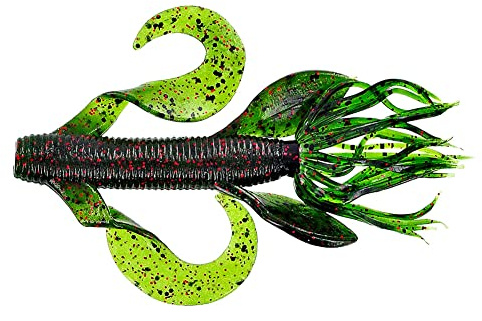 Yamamoto Gary 4'' Kreature Realistic Soft Plastic Fishing Lure Baits With Wings And Free-Flowing Skirt - 7 Pack, Watermelon With Large Black And Small Red
