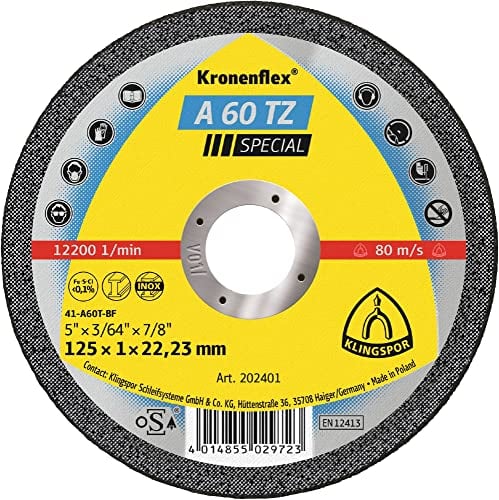 Klingspor Kronenflex A 60 TZ Special Trennscheiben 115 x 1 x 22,23 mm gerade - für Edelstahl und Stahl - 202400 | 25 Stück