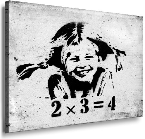 Fotoleinwand24 - Banksy Graffiti Art / AA0117 / Bild auf Keilrahmen/Schwarz-Weiß / 70x50 cm