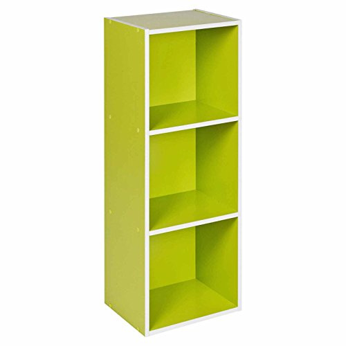 2, 3, 4 Etagen Standregal Regal Aufbewahrung Bücherregal CD/DVD Organizer Home Office Möbel grün, grün, 3 Ablagefächer