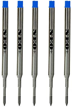 NEO+ Sets of Pen Refills Compatible with Sheaffer K Ballpoint Pens. Medium Point Ballpoint Soft Roll Refills (5 Blue Ink Refills)