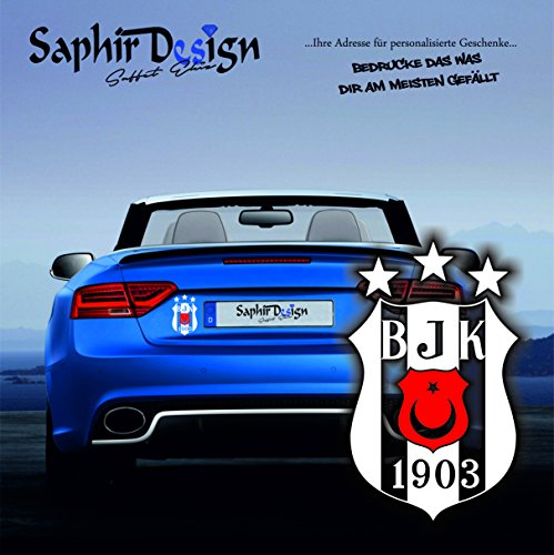 Original Besiktas 3Yildiz mit rotem Wappen/Türkiye/Sehr Coole Autoaufkleber / 10x15cm / A149 Farbe Weiss