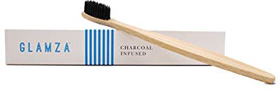 Glamza Brosse à Dents en Charbon de Bambou Antibactérienne Souple Fine et Douce Écologique Vegan