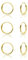 DTPsilver® 3 Paare WINZIGE Creolen Ohrringe 925 Sterling Silber Gelb Vergoldet - Knorpel/Wendel/Tragus - Dicke 1.2 mm - Durchmesser 10 mm