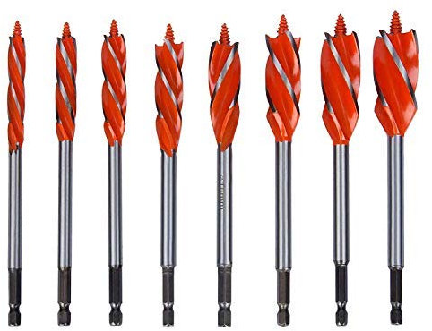 8Pcs 10-25mm Hex Shank Drill Bit Sets,1/4 6.35mm Wood Drill Bits,Wood Auger Bits,Carbon Steel Auger Wood Drill Bit Kits,DIY Woodworking Tools