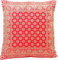 Indische Banarasi Seide Kissenbezug, Zierkissenbezug, Sofakissenbezug, Dekokissen, Zierkissen - 40x40 cm | 16x16 Zoll ***Handgewebt und Handgefertigt aus Kaschmir-Indien*** (Rot)