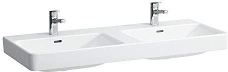 Laufen PRO S Doppelwaschtisch, 3 Hahnlöcher, mit Überlauf, 1200x460, weiß, Farbe: Weiß - H8149660001081
