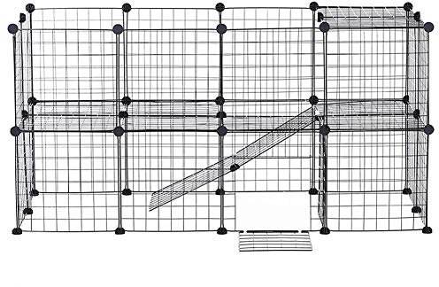XhuangTech Haustier-Laufstall, DIY Kleintierkäfig für drinnen und draußen, tragbarer Metalldraht, Hofzaun für Welpen, Kätzchen, Meerschweinchen, Kaninchen, Schildkröte, Hamster (36 Panele)