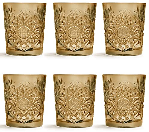Libbey Trinkglas Hobstar Ocker - 355 ml / 35,5 cl - 6 Stück - Vintage-Design - spülmaschinenfest - hohe Qualität
