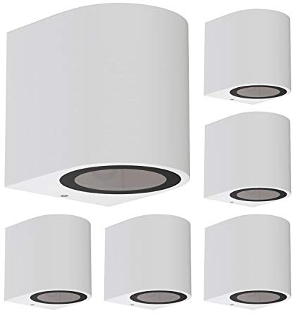 ledscom.de 6 Stück Wandleuchte ALSE für außen, IP54, Downlight, weiß matt, rund, 1x GU10 max. 35W