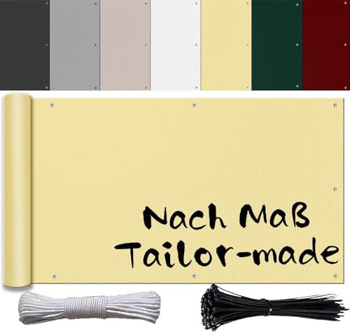 Ufamiluk Cache Vue Balcon avec Oeillets Attaches de câble et Cordons Solaire Toile Brise Vue occultant pour Patio Balcon Terrasse Jardin 50 cm de Hauteur Beige 50x300cm