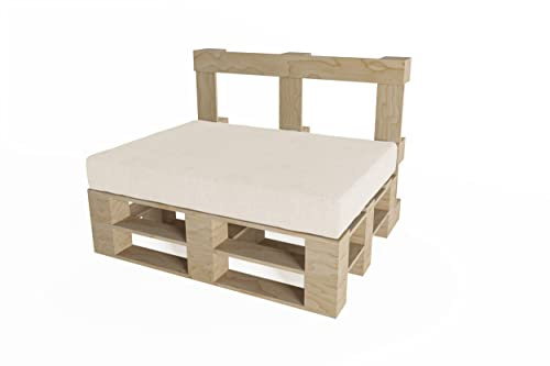 chilly pilley® Palettenkissen Set oder Einzeln mit abnehmbaren Bezügen – Weiche Sitz- und Rückenkissen für Europaletten, Viele Farben & Größen – Komfortable Auflagen (Sitzkissen120x60x10 Creme)