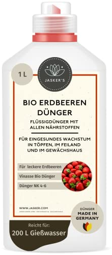 Bio Erdbeerdünger flüssig 1 L - 100% Bio-Dünger mit Vinasse & viel Kalium - Organischer Erdbeer Dünger - Obst-Dünger - Bio Beerendünger flüssig für Erdbeeren im Freiland & Kübel