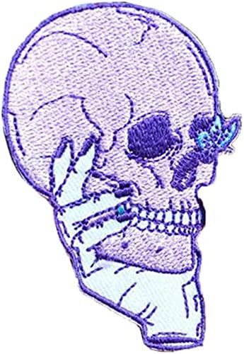 ulricar Skull Patches Embroidery Patch Iron On Patches On Clothes Stickers Patches On Clothes Stripe DIY Decorative Accessories Patch, Clear
