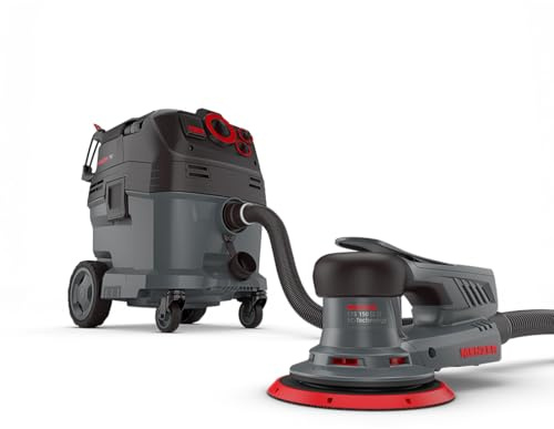 MENZER Dustfree Sistema di Levigatura ETS 150 2.5 + VCM 530 PRO | Levigatrice Rotoorbitale, Aspiratore Industriale Umido e Secco