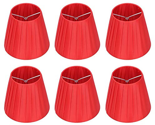 Lampenschirm Klein, Lampenschirme, 6er-Set, moderne Kandelaber-Schirme, Glocken-Lampenschirme, die an der Glühbirne befestigt werden, Rot für Hängelampe Tischlampe Stehlampe Ersatz